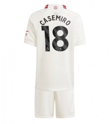 Lacne Dětský Futbalové dres Manchester United Casemiro #18 2023-24 Krátky Rukáv - Tretina (+ trenírky)